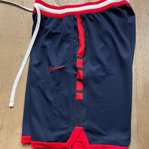 Nike- Men's Blue/Orange Elite Stripe DRI-FIT Basketball Shorts - Picture 4 of 5